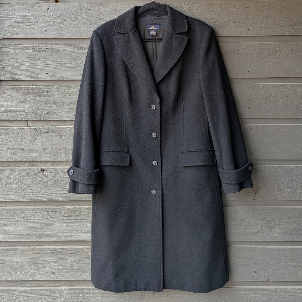 Brooks Brothers 346 Black Wool Cashmere Pea Coat Size 14